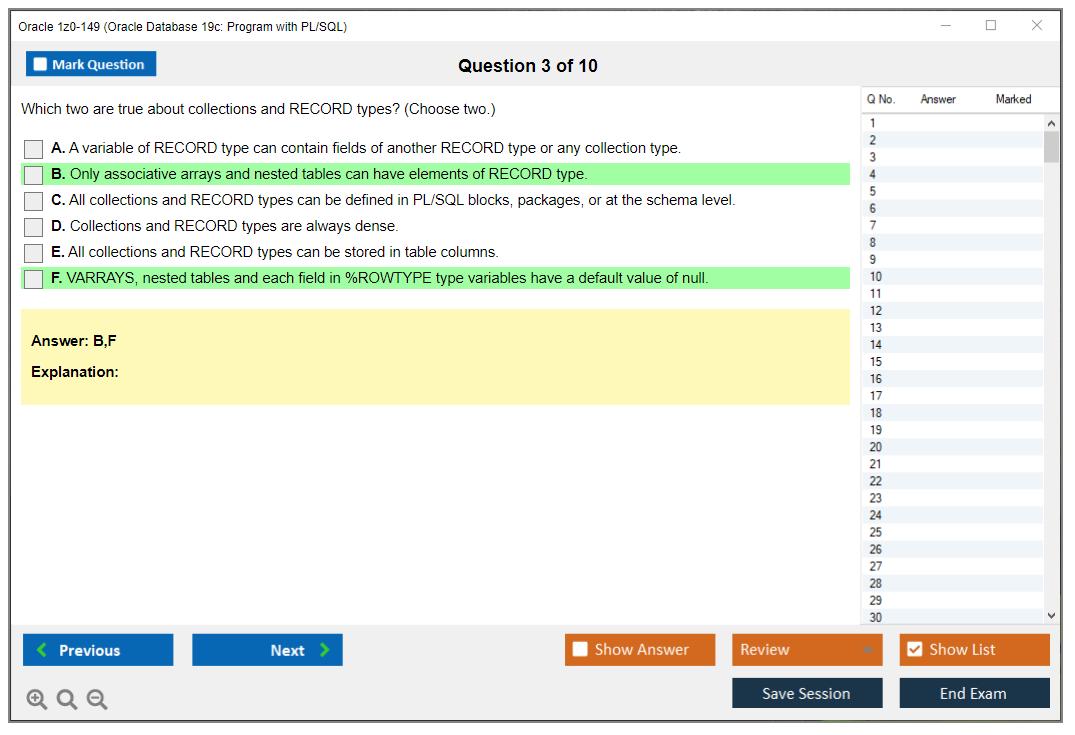 Oracle 1z0-149 Study & Practice Exam Dumps 2023