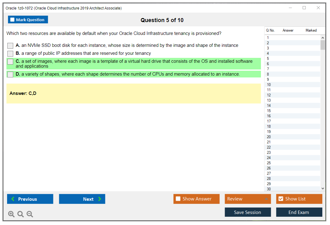 Oracle 1z0-1072 (Oracle Cloud Infrastructure 2019 Architect Associate Sns-Brigh10