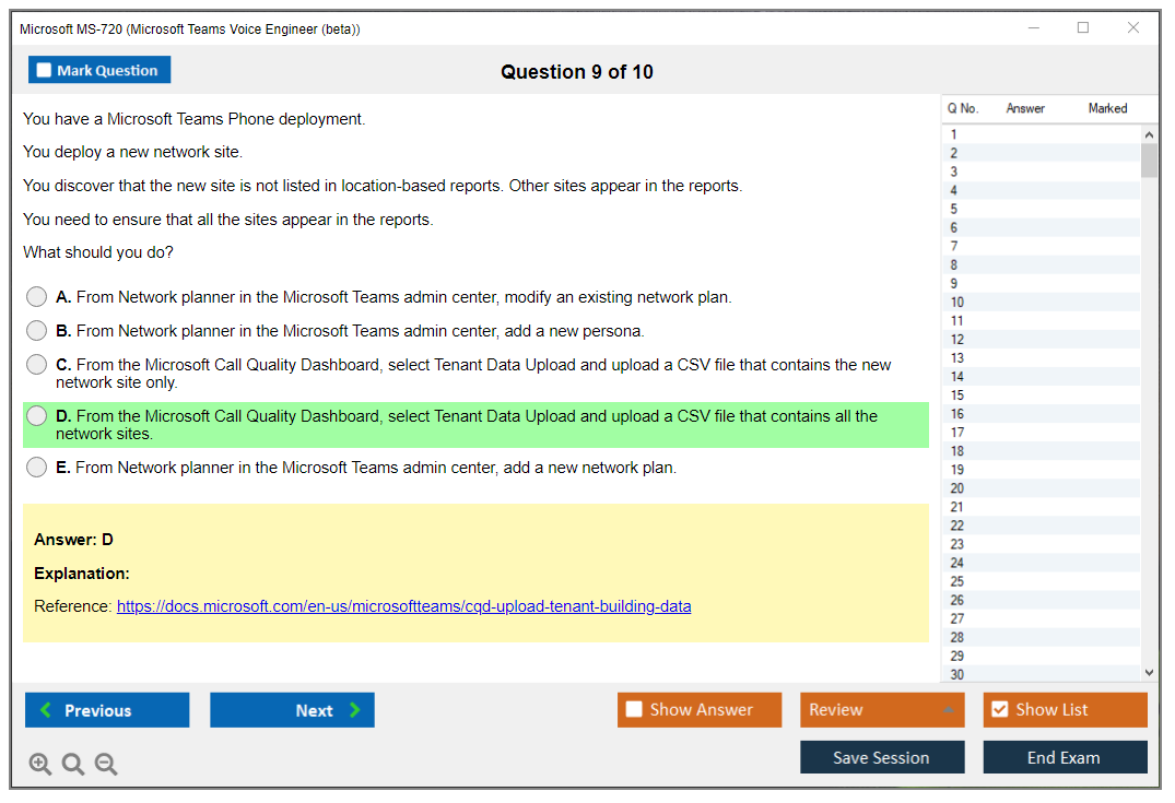 Test MS-720 Quiz