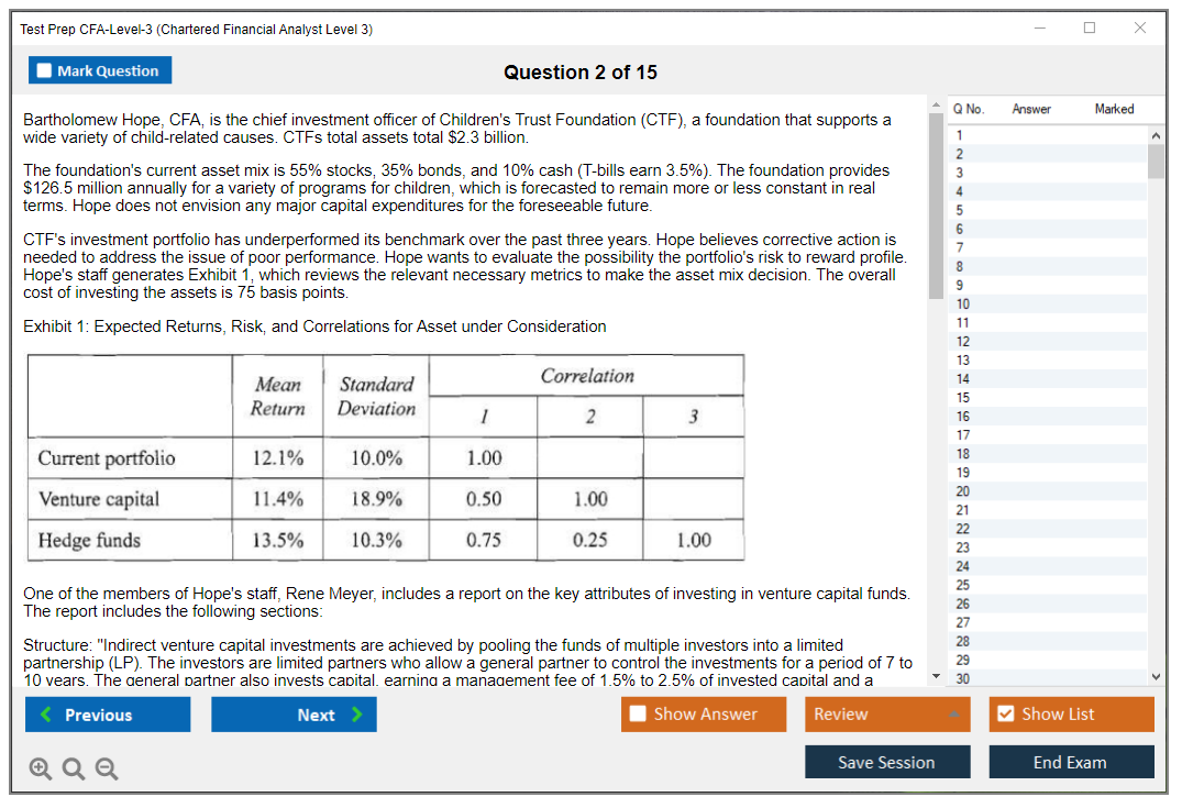 Test Prep CFA Level 3 Study Practice Exam Dumps 2024